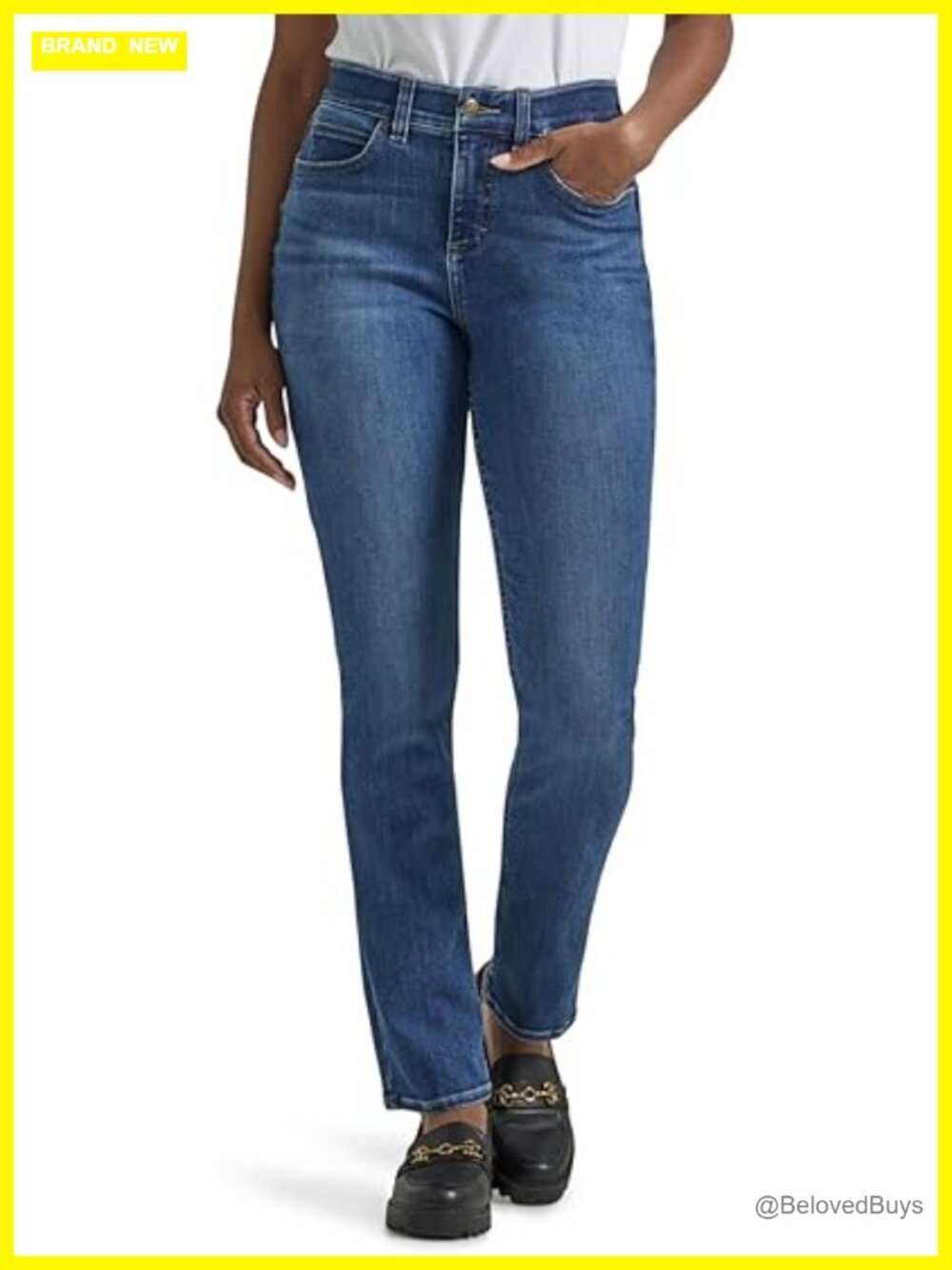 Petite Straight Leg Jeans with Flex Motion Mid Rise
